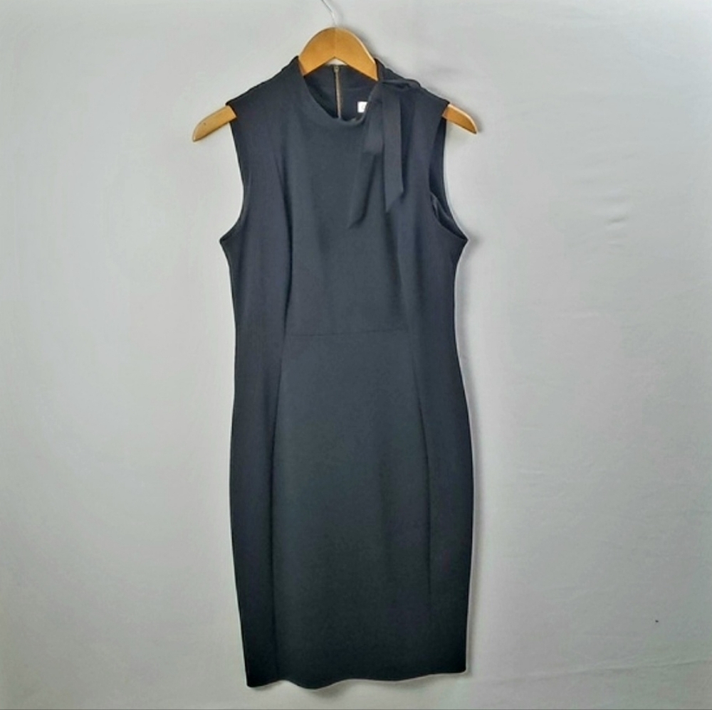 Calvin Klein Women's Mock Neck Short Black Dress Sz 10, Classy, Elegant